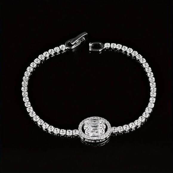 Solid 925 Silver Womens 2ct Oval Diamond Tennis Bracelet Jewelry 7" Jewelry New - Picture 5 of 6